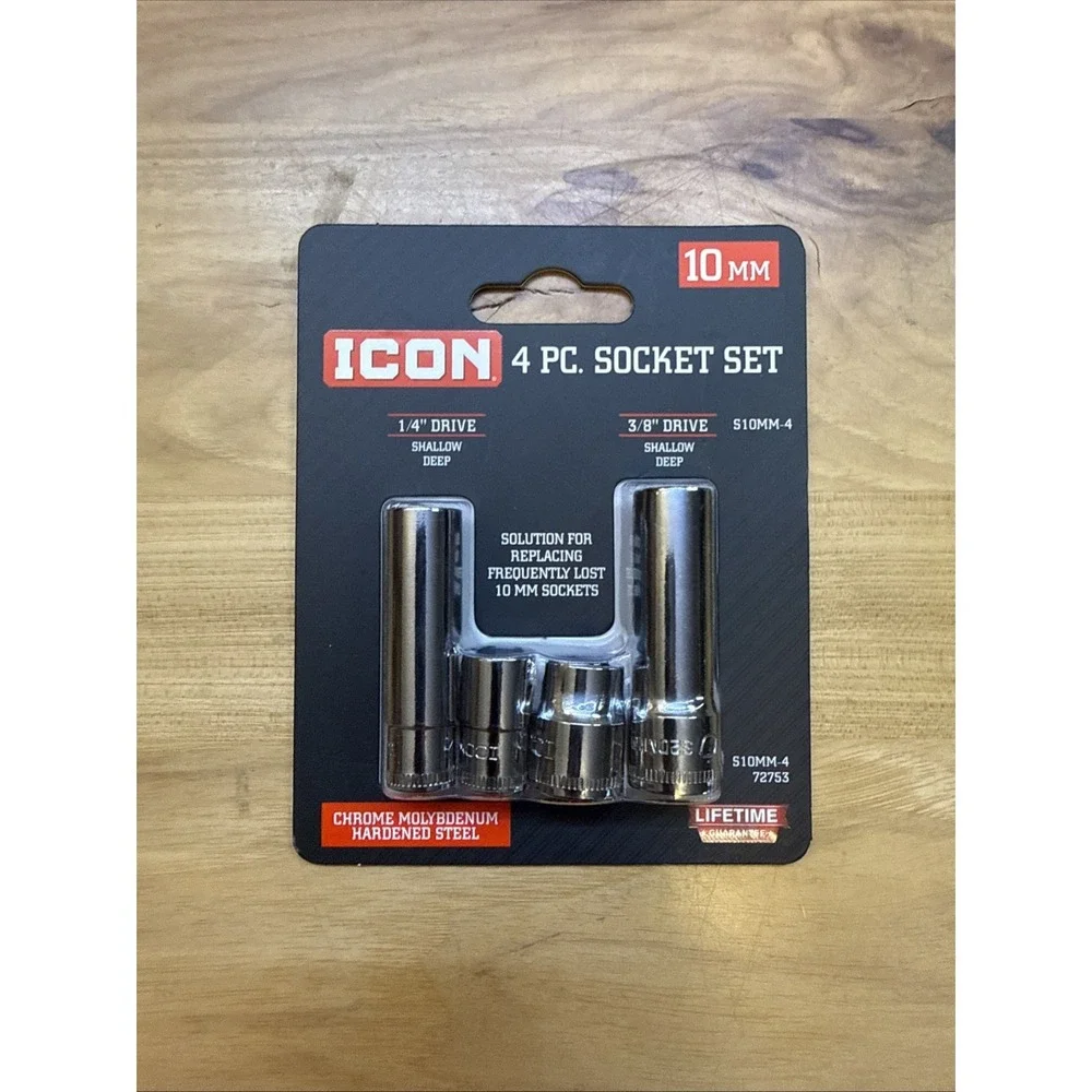 Icon 4pc 10mm Socket Set 1/4